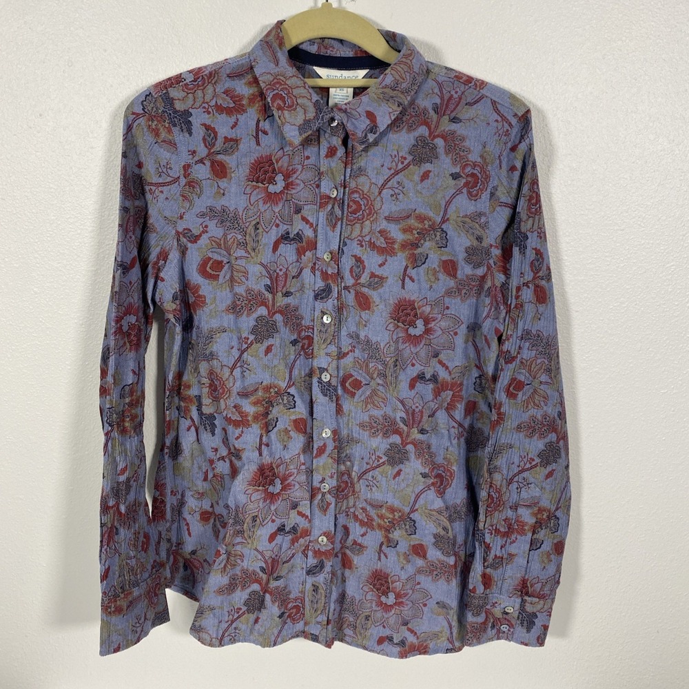 Sundance Shirt Women XS Long‎ Sleeve Colorful Button Up Floral B2